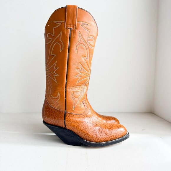 Caborca Western Cowboy Brown Leather Boots 9 - Picture 1 of 11